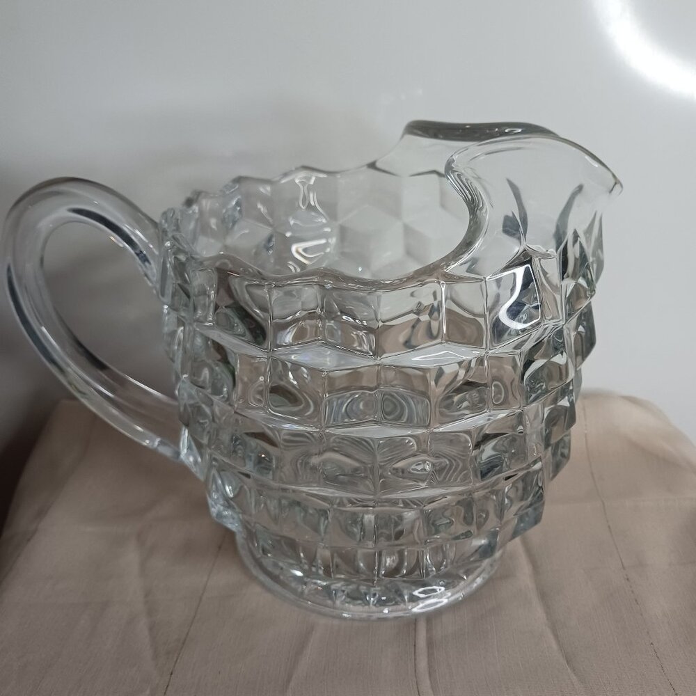 1940s Fostoria Cubist Glass Pitcher